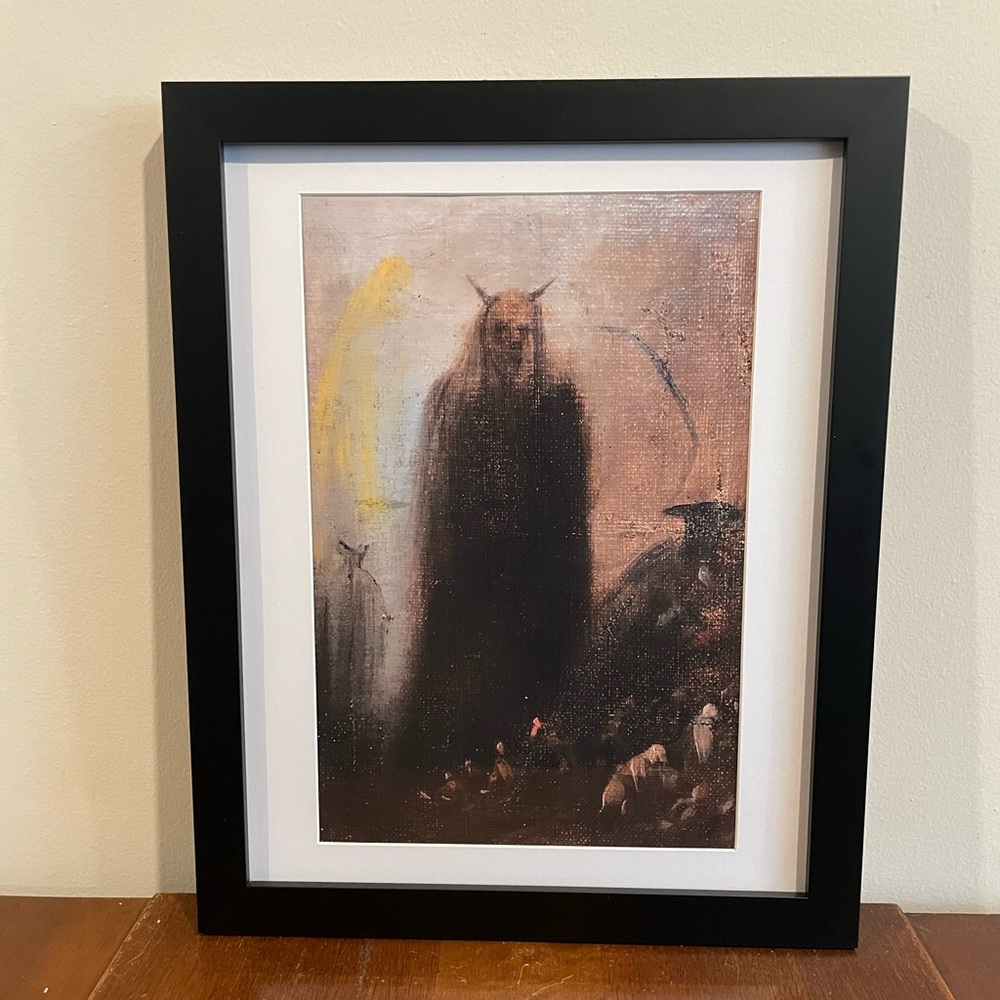 Goya Demon Print Ghostly Vision (1801) Framed Spanish Art 15x12 Witch Devil